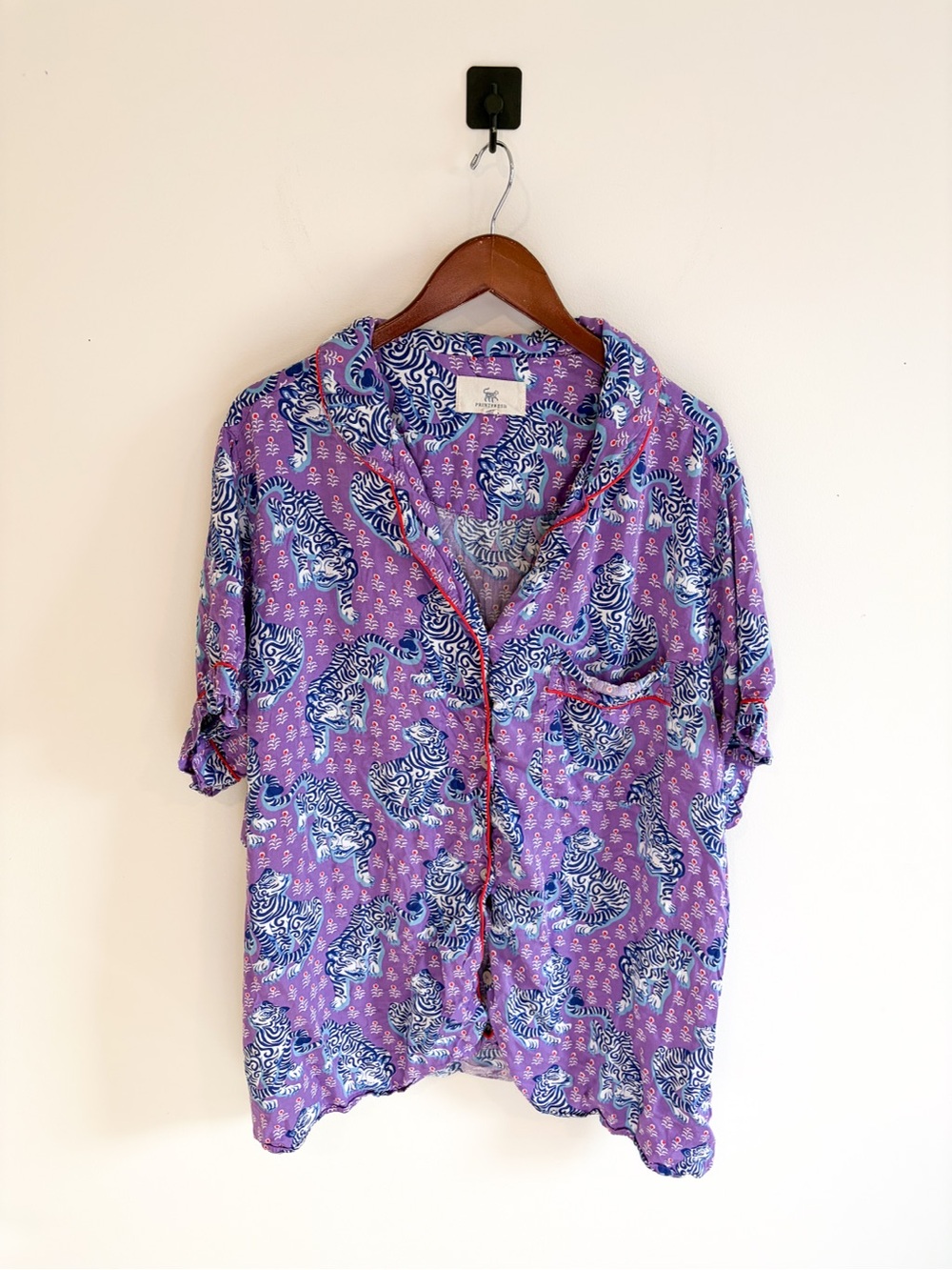 Printfresh Purple Tiger Queen Short Sleeve Pajama Set Plus Size 5X - Picture 3 of 14